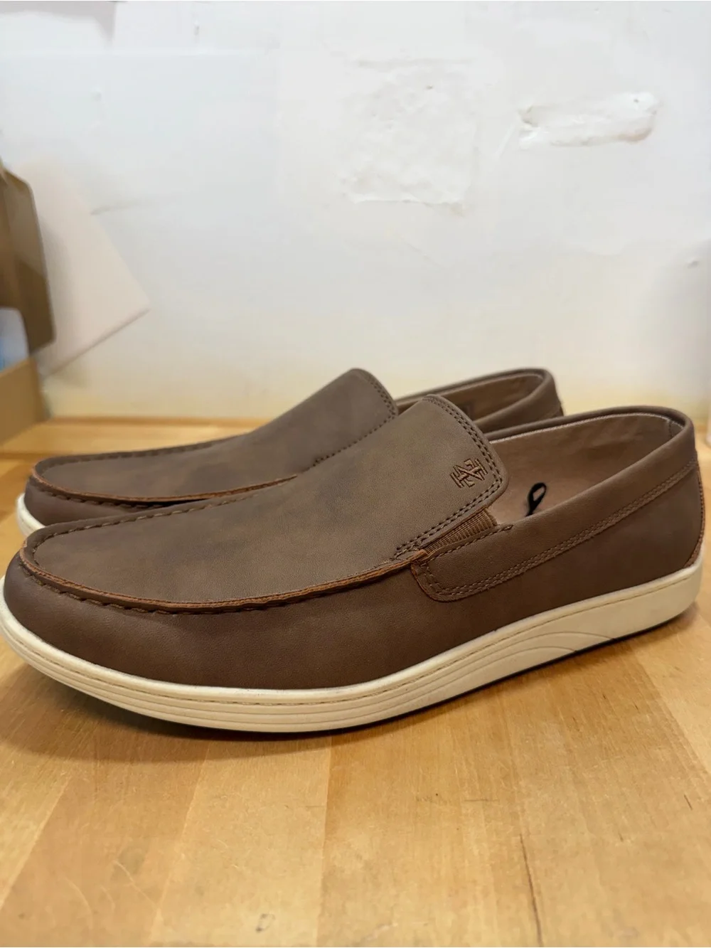 Izod Brown Slip-On Loafers with Cream Sole